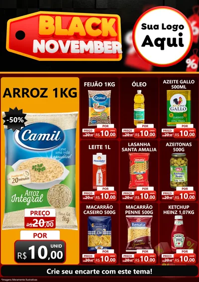 Modelo de Encarte para Encarte A4 Vertical com o tema Black November para Supermercado