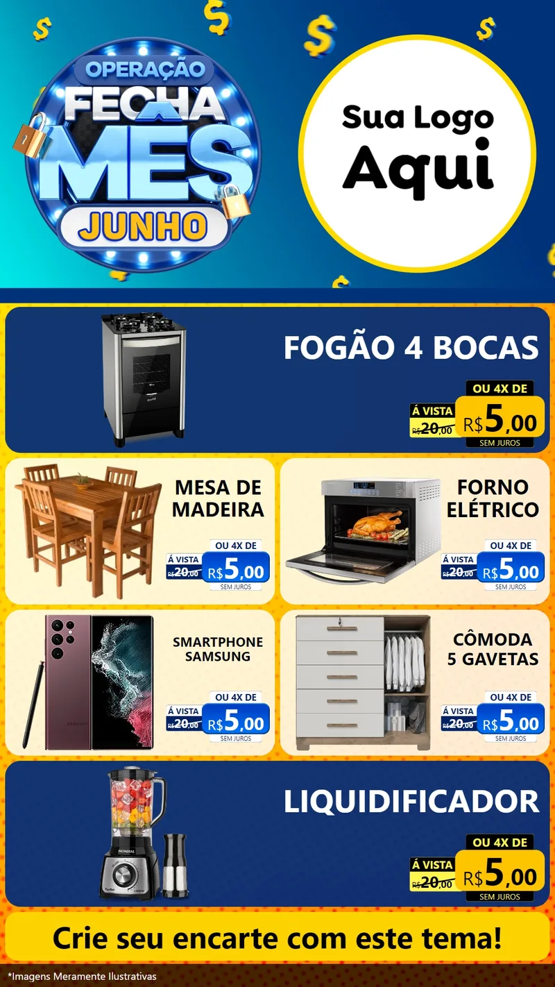 Modelo de TV para TV Vertical com o tema Operação Fecha Mês, Junho para Móveis e Eletro