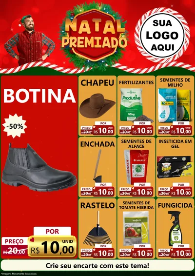 Modelo de Encarte para Encarte A4 Vertical com o tema Natal Premiado para Agropecuária