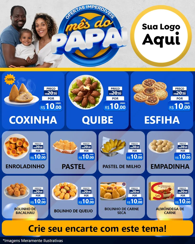 Modelo de Rede Social para Feed Instagram com o tema Ofertas Imperdíveis Mês Do Papai para Salgadaria