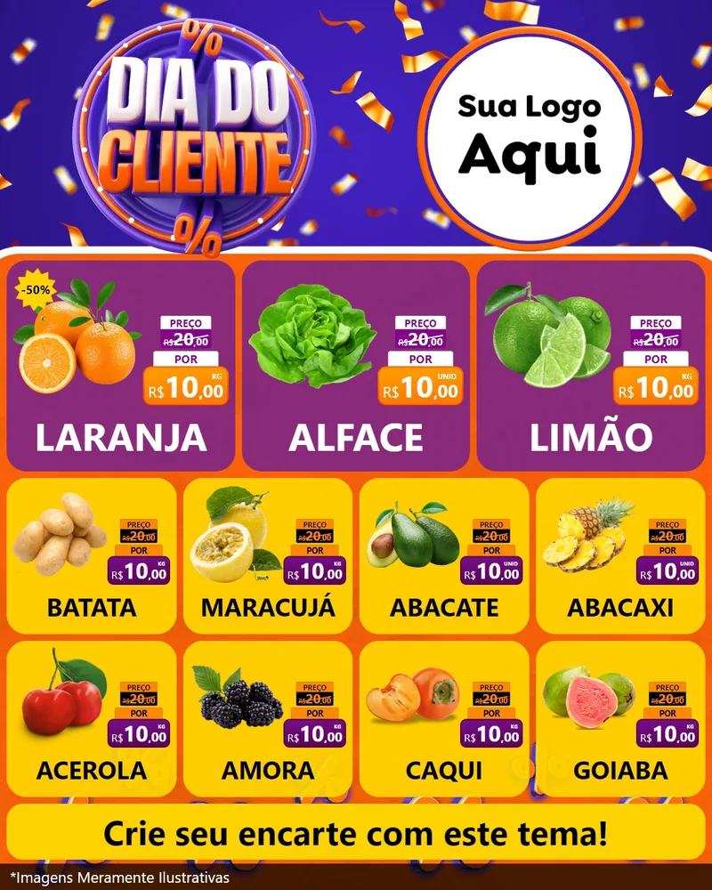 Modelo de Rede Social para Feed Instagram com o tema Dia do Cliente para Hortifrúti