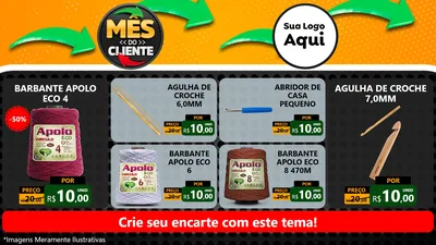 Modelo de TV para TV Horizontal com o tema Mês do Cliente para Armarinho e Aviamentos
