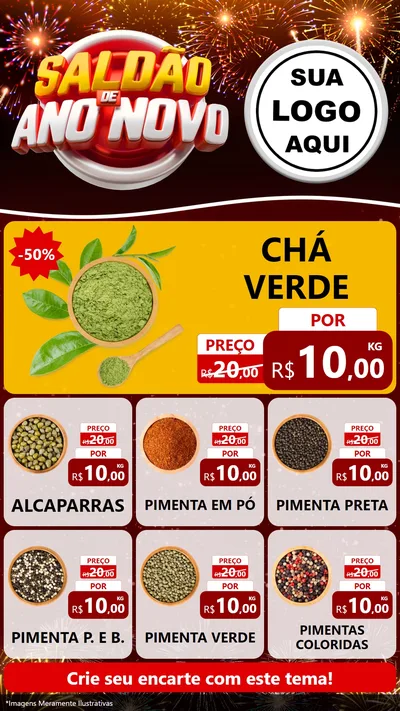 Modelo de Rede Social para Stories com o tema Saldão de Ano Novo para Produtos Naturais