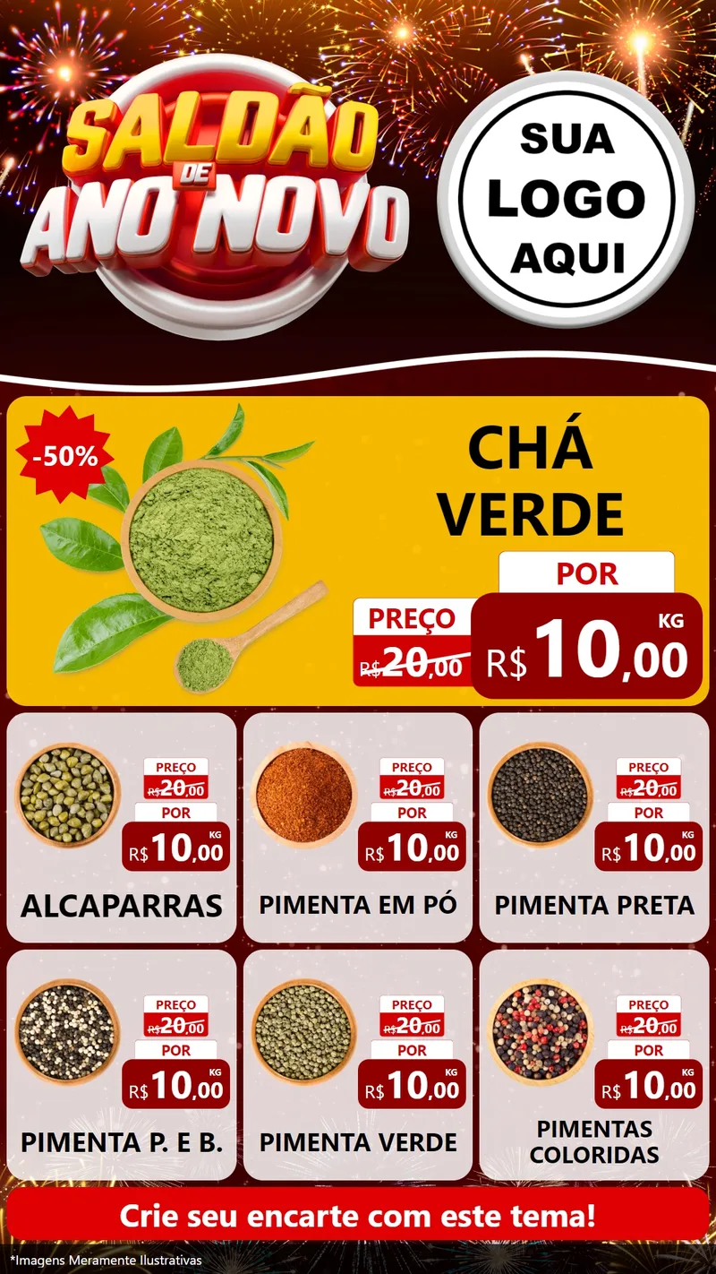 Modelo de Rede Social para Stories com o tema Saldão de Ano Novo para Produtos Naturais