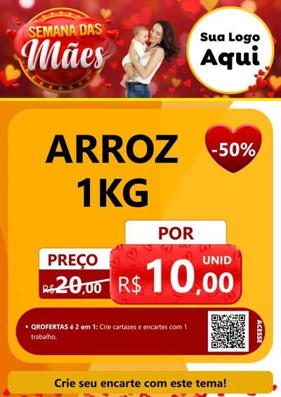 Modelo de Cartaz para Cartaz A4 Vertical com o tema Semana das Mães para Supermercado