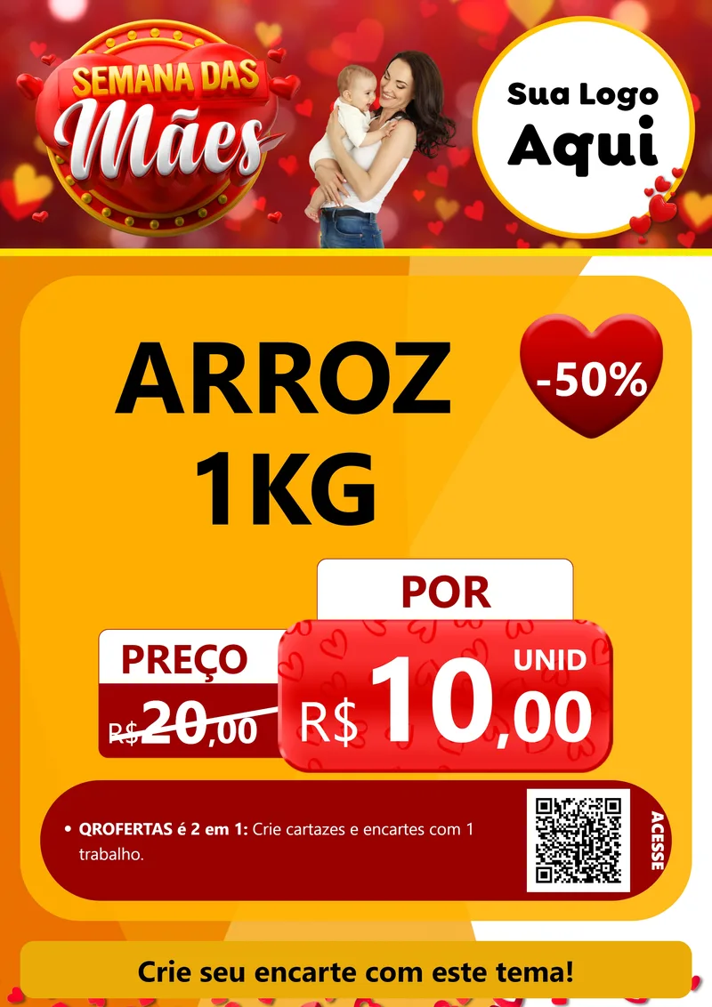 Modelo de Cartaz para Cartaz A4 Vertical com o tema Semana das Mães para Supermercado