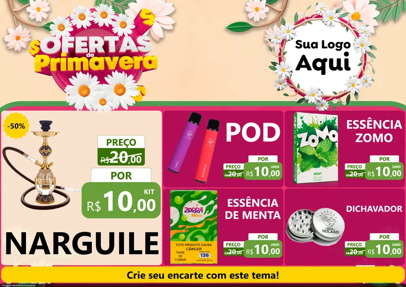 Modelo de Encarte para Encarte A4 Horizontal com o tema Ofertas de Primavera para Tabacaria