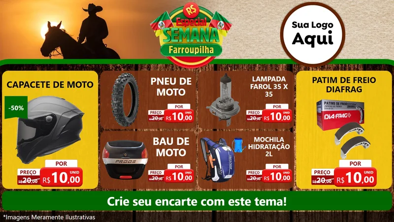 Modelo de TV para TV Horizontal com o tema Especial Semana Farroupilha para Moto peças