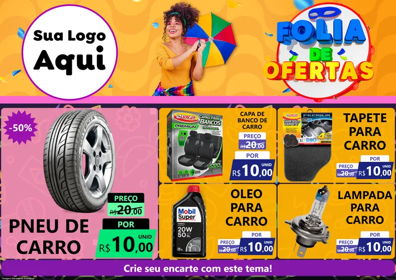 Modelo de Encarte para Encarte A4 Horizontal com o tema Folia de Ofertas para Auto peças