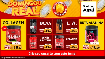 Modelo de TV para TV Horizontal com o tema Domingou do Real para Suplementos alimentares