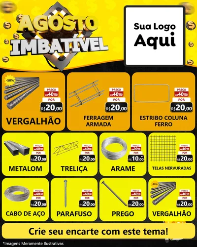 Modelo de Rede Social para Feed Instagram com o tema Agosto Imbatível para Ferragens