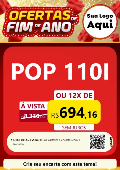 Modelo de Cartaz para Cartaz A4 Vertical com o tema Ofertas de Fim de Ano para Concessionaria de Motos