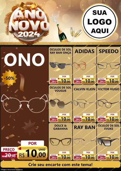 Modelo de Encarte para Encarte A4 Vertical com o tema Feliz Ano Novo 2027 para Óticas