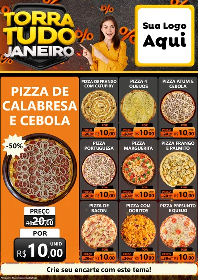 Modelo de Encarte para Encarte A4 Vertical com o tema Torra Tudo Janeiro para Pizzaria