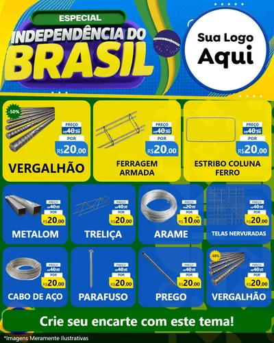 Modelo de Rede Social para Feed Instagram com o tema Especial Independência do Brasil para Ferragens