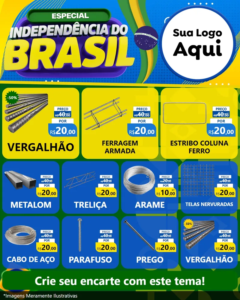 Modelo de Rede Social para Feed Instagram com o tema Especial Independência do Brasil para Ferragens