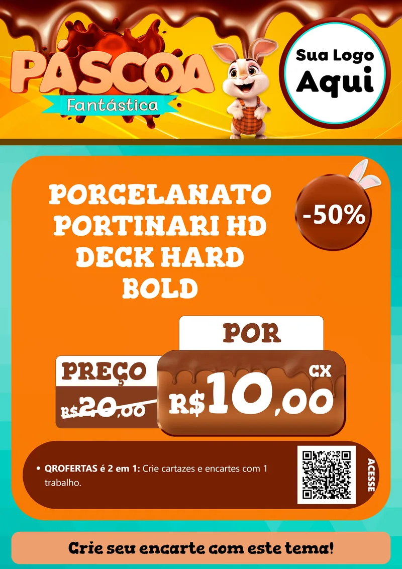 Modelo de Cartaz para Cartaz A4 Vertical com o tema Páscoa Fantástica para Pisos e revestimentos