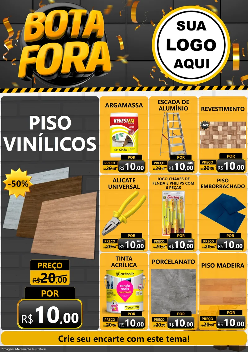 Modelo de Encarte para Encarte A4 Vertical com o tema Bota Fora para Material para Construção