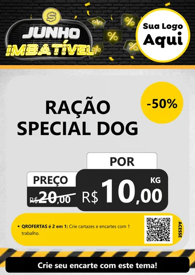 Modelo de Cartaz para Cartaz A4 Vertical com o tema Junho Imbatível para Pet Shop