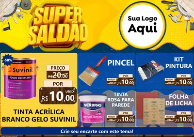 Modelo de Encarte para Encarte A4 Horizontal com o tema Super Saldão para Tintas e Ferramentas