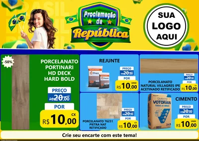 Modelo de Encarte para Encarte A4 Horizontal com o tema Proclamação da República para Pisos e revestimentos