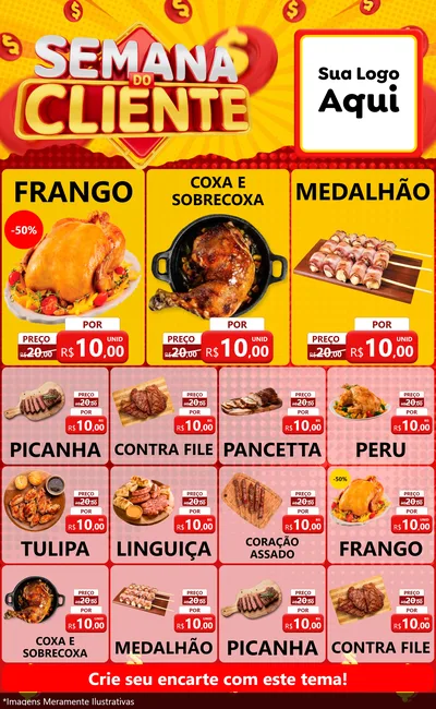Modelo de Encarte para Encarte Grande com o tema Semana do Cliente para Assados