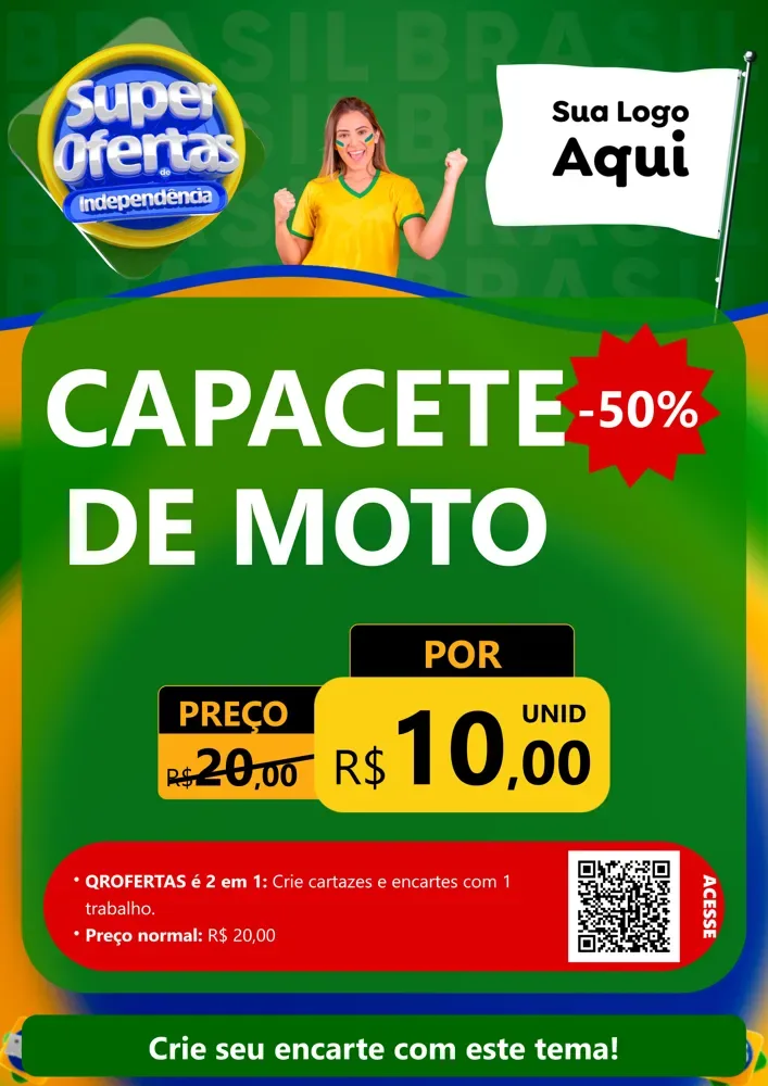 Modelo de Cartaz para Cartaz A4 Vertical com o tema Super Ofertas de Independência para Moto peças