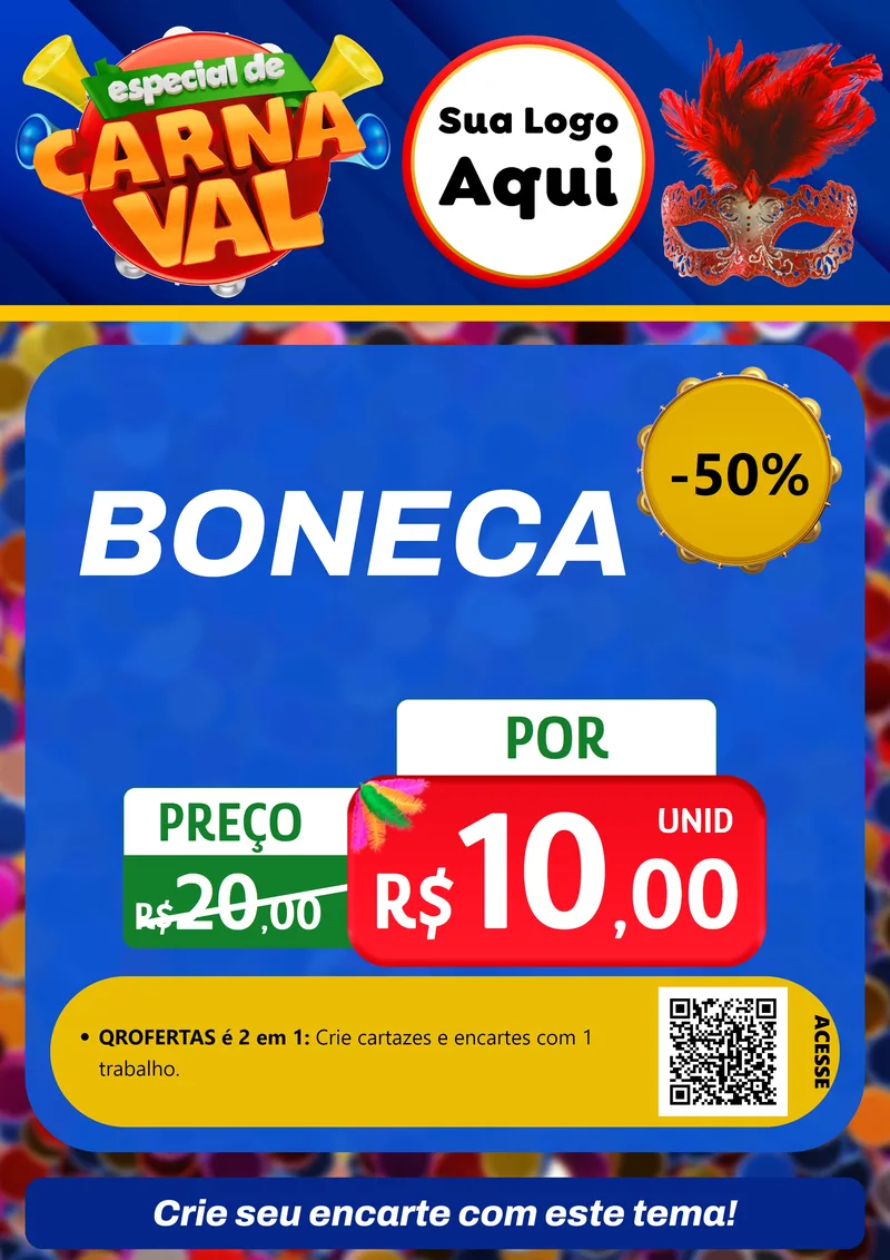 Modelo de Cartaz para Cartaz A4 Vertical com o tema Especial de Carnaval para Brinquedos