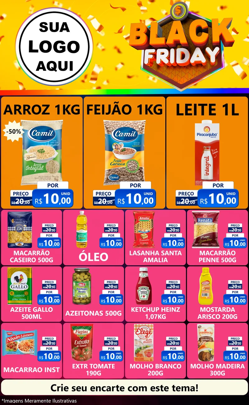 Modelo de Encarte para Encarte Grande com o tema Black Friday para Supermercado