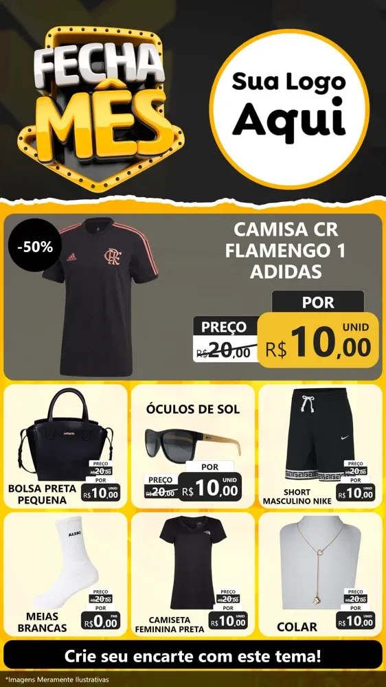 Modelo de Rede Social para Stories com o tema Fecha Mês para Roupas e acessórios
