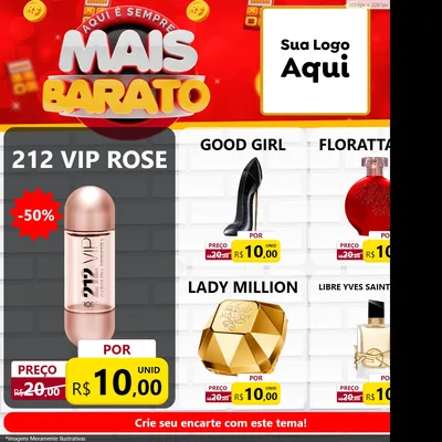 Modelo de Rede Social para Feed Facebook com o tema Mais Barato para Perfumes