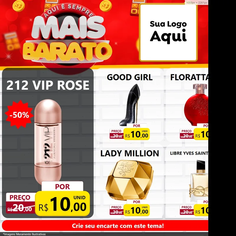 Modelo de Rede Social para Feed Facebook com o tema Mais Barato para Perfumes