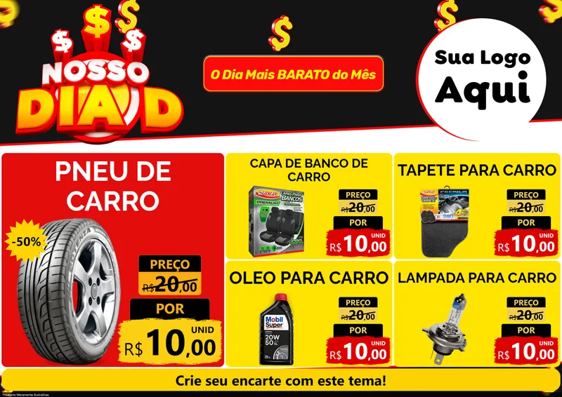 Modelo de Encarte para Encarte A4 Horizontal com o tema Nosso Dia D para Auto peças