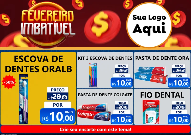 Modelo de Encarte para Encarte A4 Horizontal com o tema Fevereiro Imbatível para Higiene Pessoal
