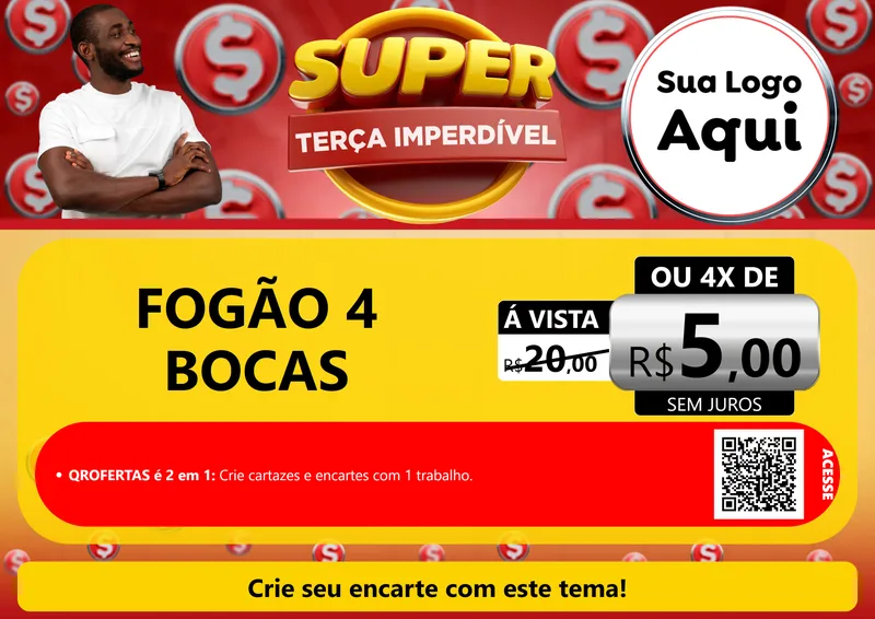 Modelo de Cartaz para Cartaz A4 Horizontal com o tema Super Terça Imperdível para Móveis e Eletro
