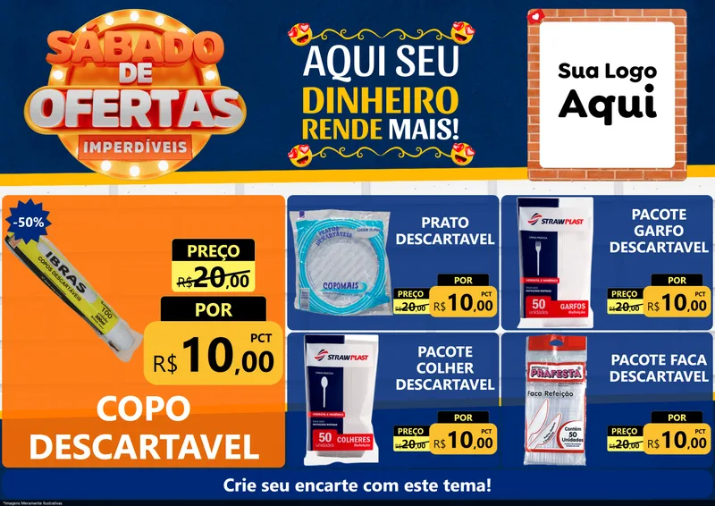 Modelo de Encarte para Encarte A4 Horizontal com o tema Sábado de Ofertas Imperdíveis para Embalagens