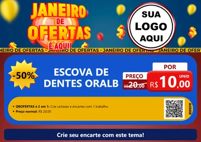 Modelo de Cartaz para Cartaz A4 Horizontal com o tema Janeiro de Ofertas É Aqui! para Higiene Pessoal