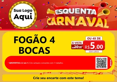 Modelo de Cartaz para Cartaz A4 Horizontal com o tema Esquenta Carnaval para Móveis e Eletro