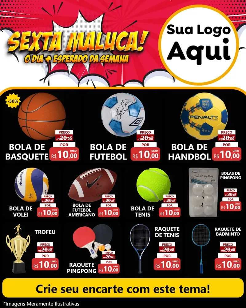 Modelo de Rede Social para Feed Instagram com o tema Sexta Maluca! para Artigos Esportivos