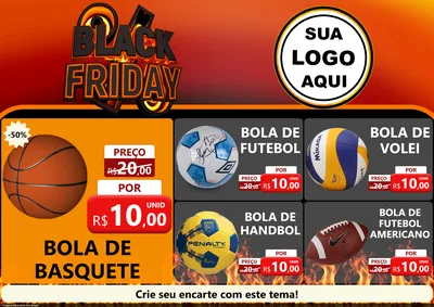 Modelo de Encarte para Encarte A4 Horizontal com o tema Black Friday para Artigos Esportivos