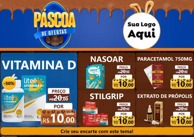 Modelo de Encarte para Encarte A4 Horizontal com o tema Páscoa de Ofertas para Farmácia