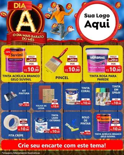 Modelo de Rede Social para Feed Instagram com o tema Dia A - O Dia Mais Barato Do Mês para Tintas e Ferramentas