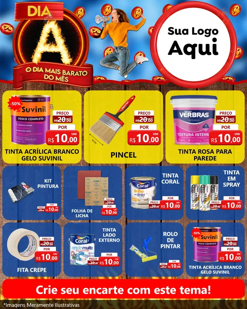 Modelo de Rede Social para Feed Instagram com o tema Dia A - O Dia Mais Barato Do Mês para Tintas e Ferramentas