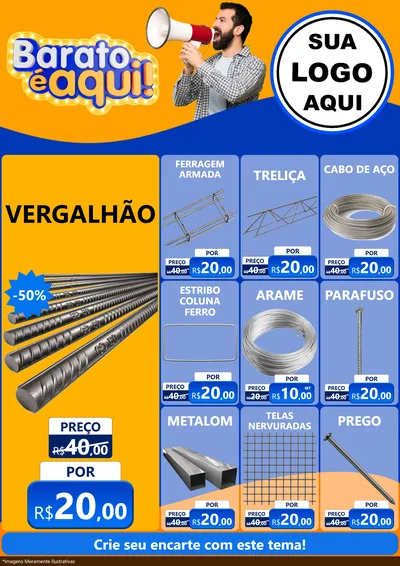 Modelo de Encarte para Encarte A4 Vertical com o tema Barato é aqui para Ferragens
