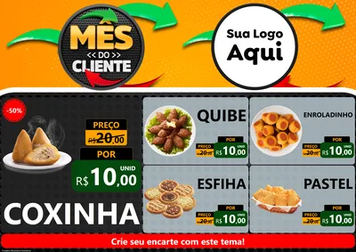 Modelo de Encarte para Encarte A4 Horizontal com o tema Mês do Cliente para Salgadaria