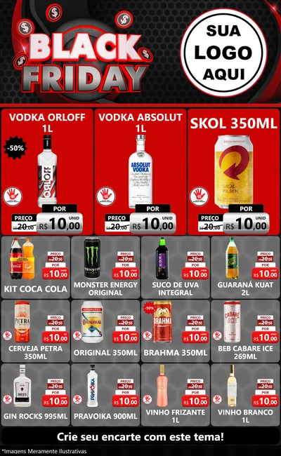 Modelo de Encarte para Encarte Grande com o tema Black Friday para Distribuidora de bebidas