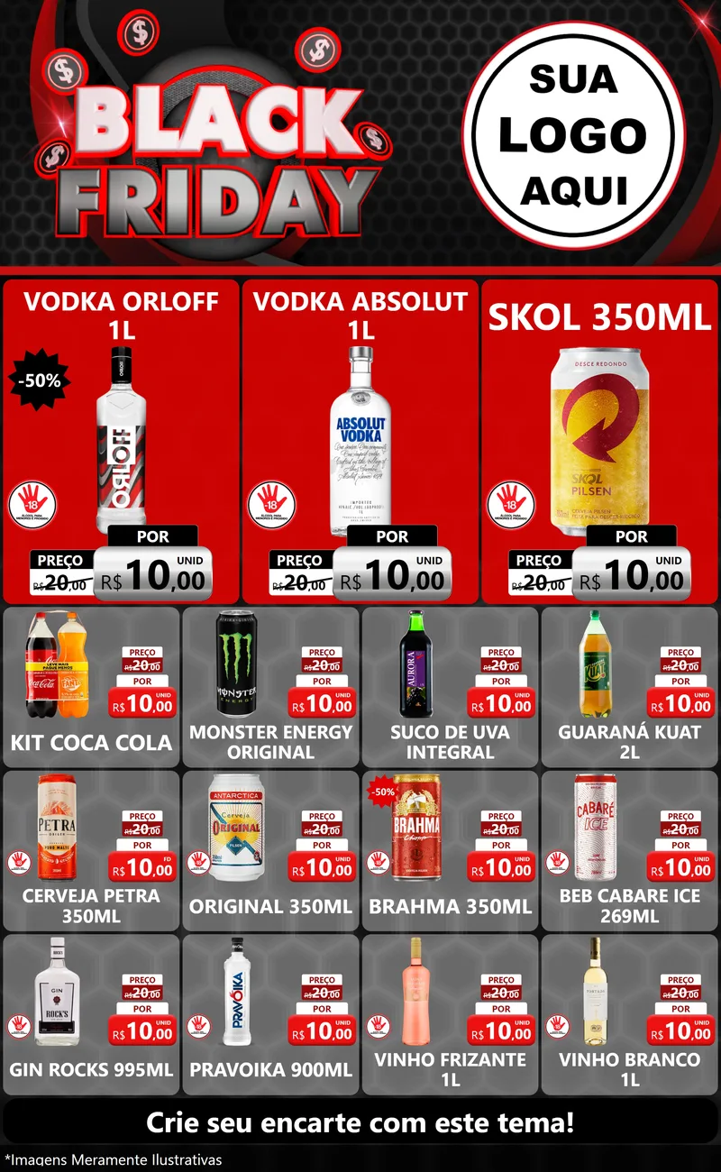 Modelo de Encarte para Encarte Grande com o tema Black Friday para Distribuidora de bebidas