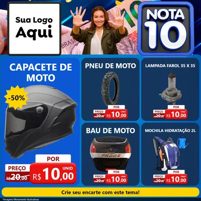 Modelo de Rede Social para Feed Facebook com o tema Nota 10 para Moto peças