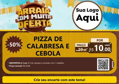 Modelo de Cartaz para Cartaz A4 Horizontal com o tema Ofertas de São João - Junina para Pizzaria