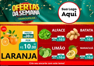 Modelo de Encarte para Encarte A4 Horizontal com o tema Ofertas da Semana Farroupilha para Hortifrúti